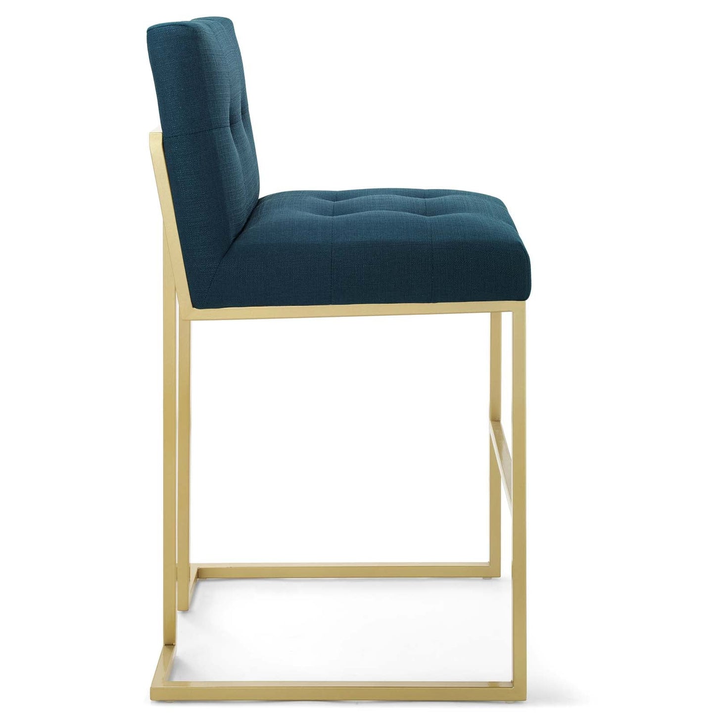 Privy Gold Stainless Steel Upholstered Fabric Bar Stool Gold Azure EEI-3855-GLD-AZU