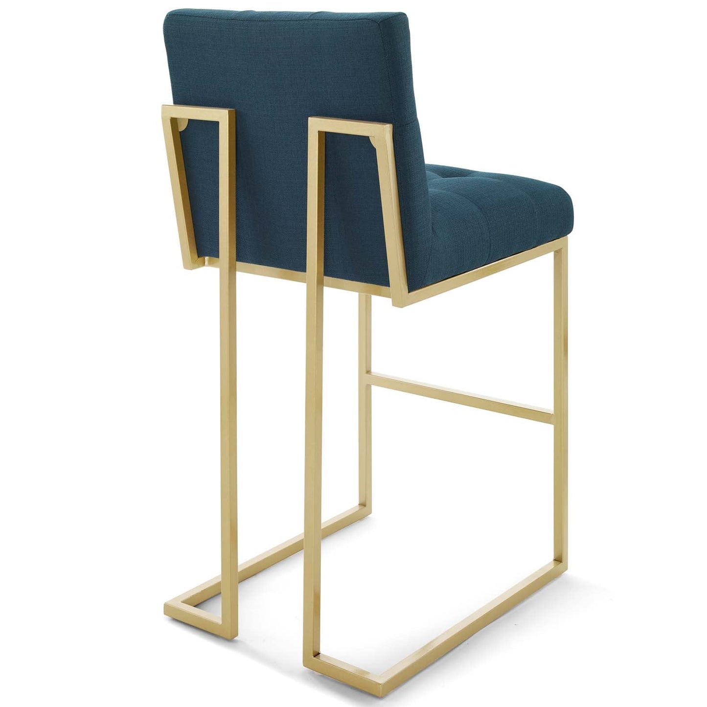 Privy Gold Stainless Steel Upholstered Fabric Bar Stool Gold Azure EEI-3855-GLD-AZU