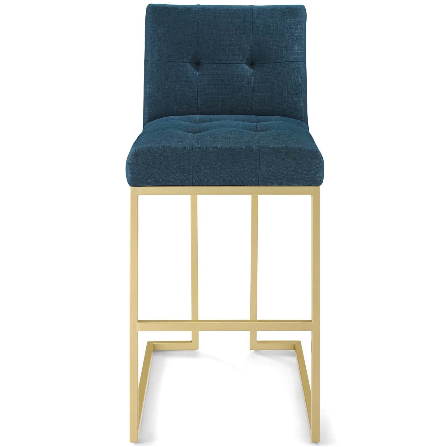 Privy Gold Stainless Steel Upholstered Fabric Bar Stool Gold Azure EEI-3855-GLD-AZU