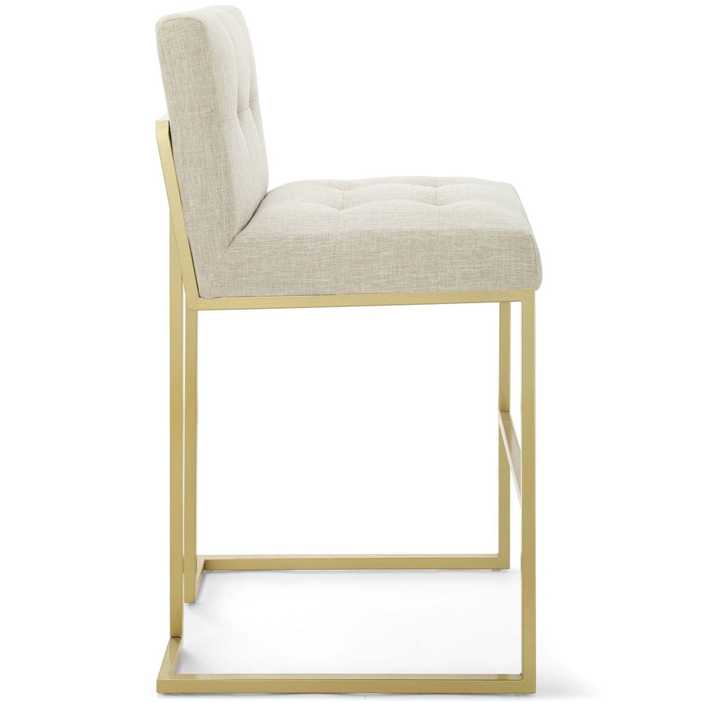 Privy Gold Stainless Steel Upholstered Fabric Bar Stool Gold Beige EEI-3855-GLD-BEI