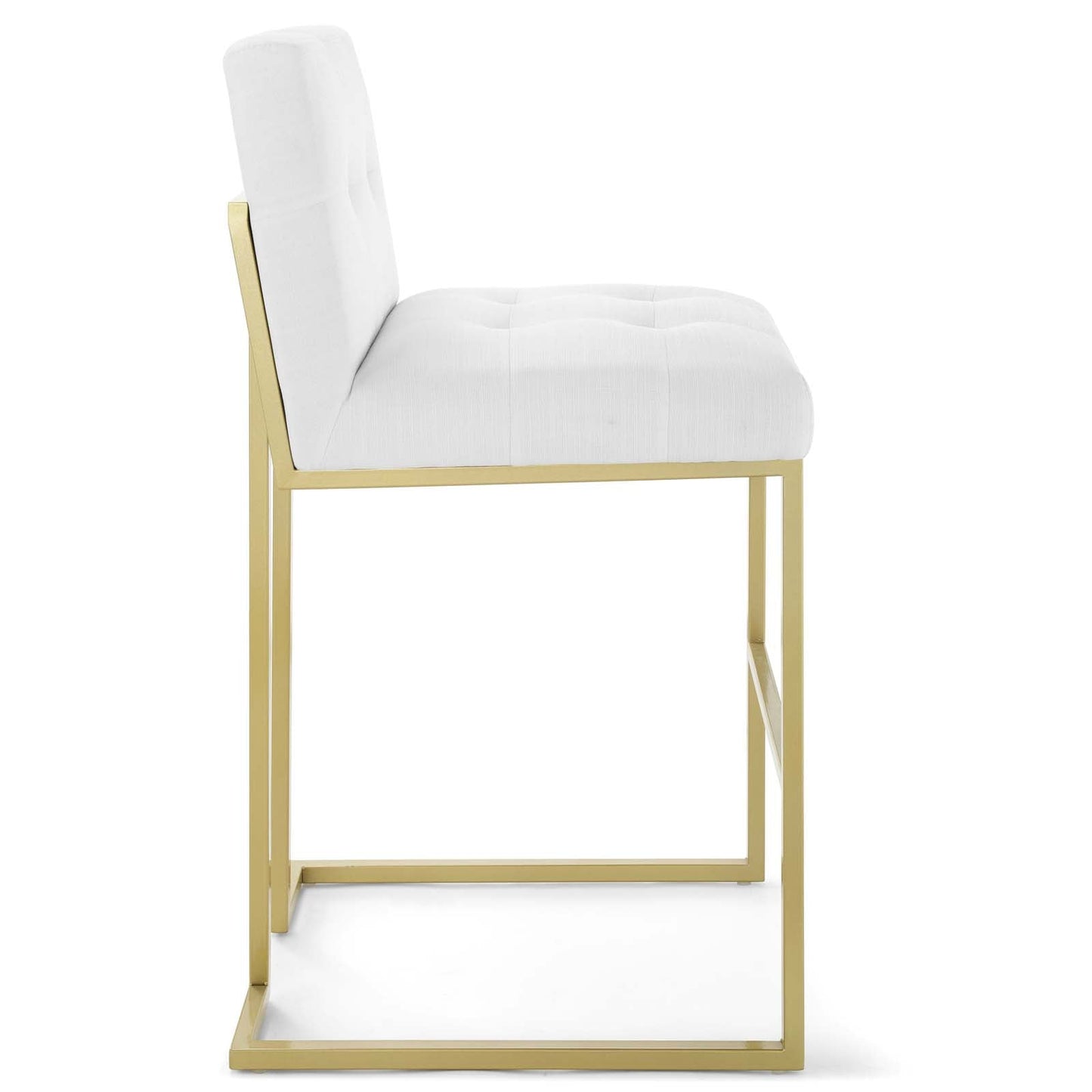 Privy Gold Stainless Steel Upholstered Fabric Bar Stool Gold White EEI-3855-GLD-WHI