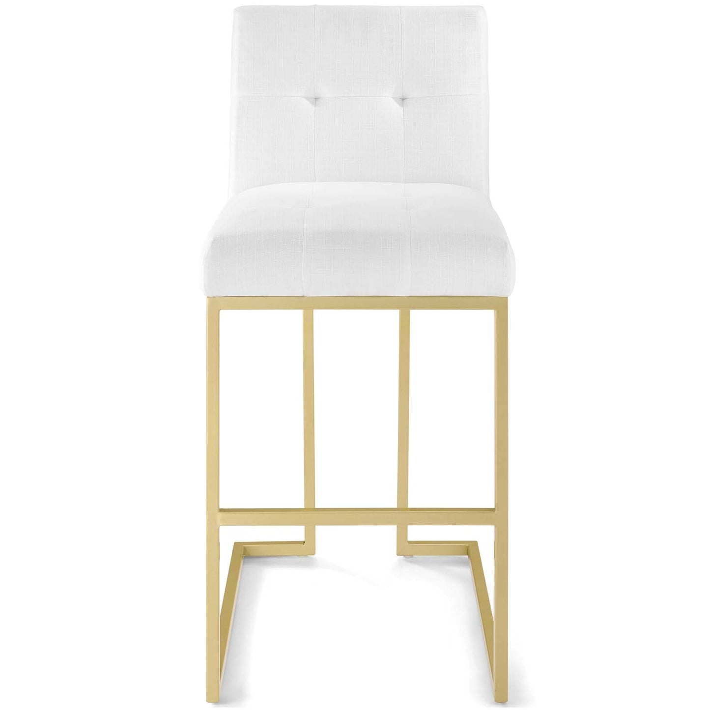 Privy Gold Stainless Steel Upholstered Fabric Bar Stool Gold White EEI-3855-GLD-WHI