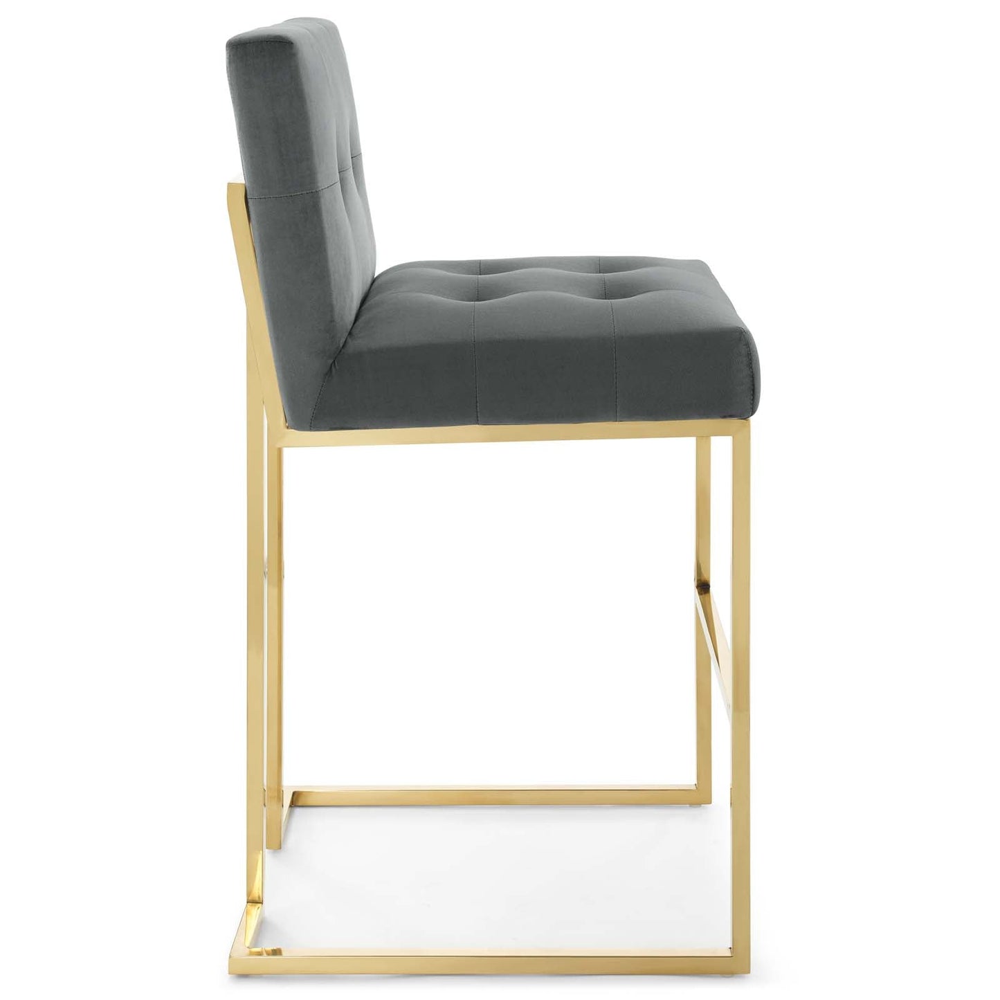 Privy Gold Stainless Steel Performance Velvet Bar Stool Gold Charcoal EEI-3856-GLD-CHA