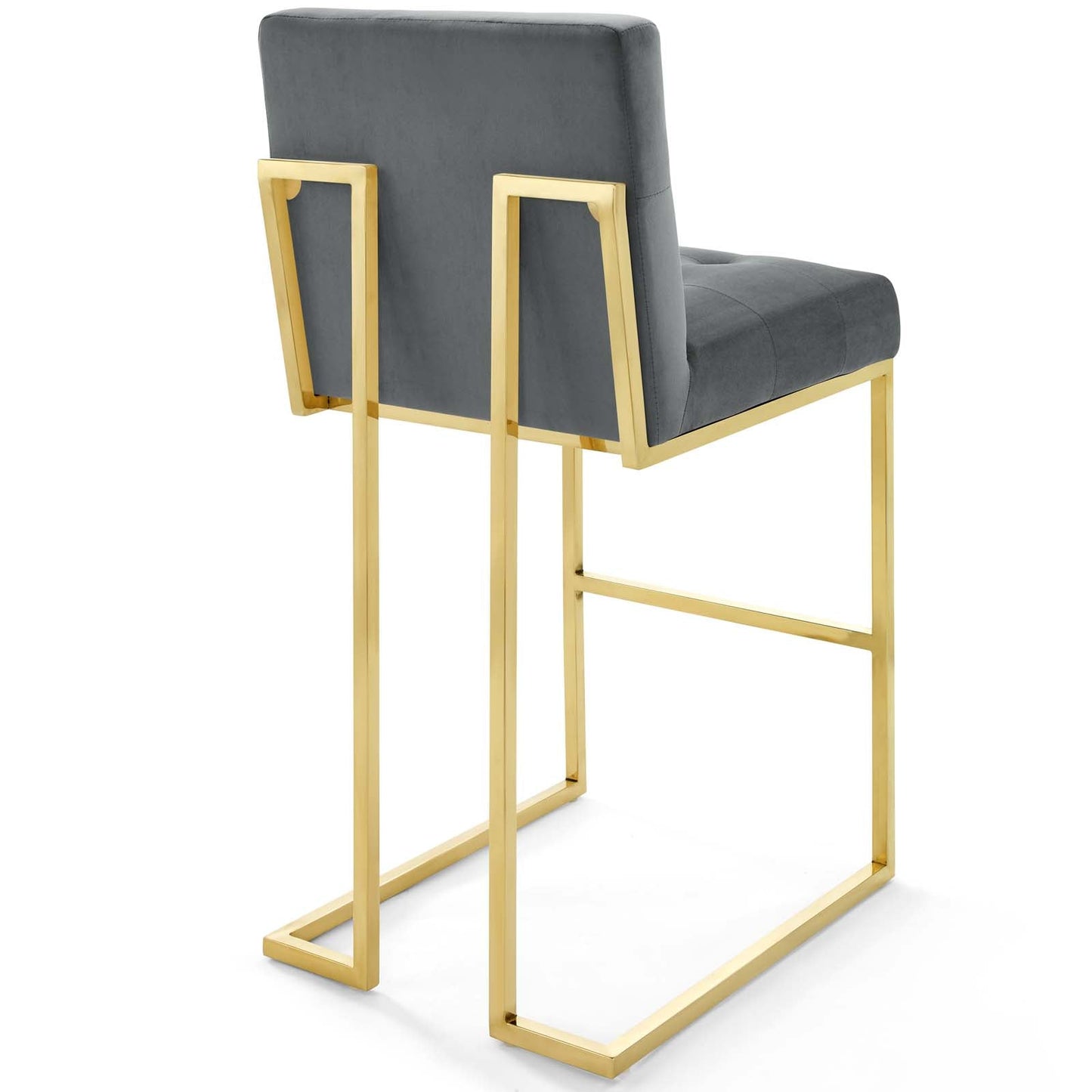 Privy Gold Stainless Steel Performance Velvet Bar Stool Gold Charcoal EEI-3856-GLD-CHA