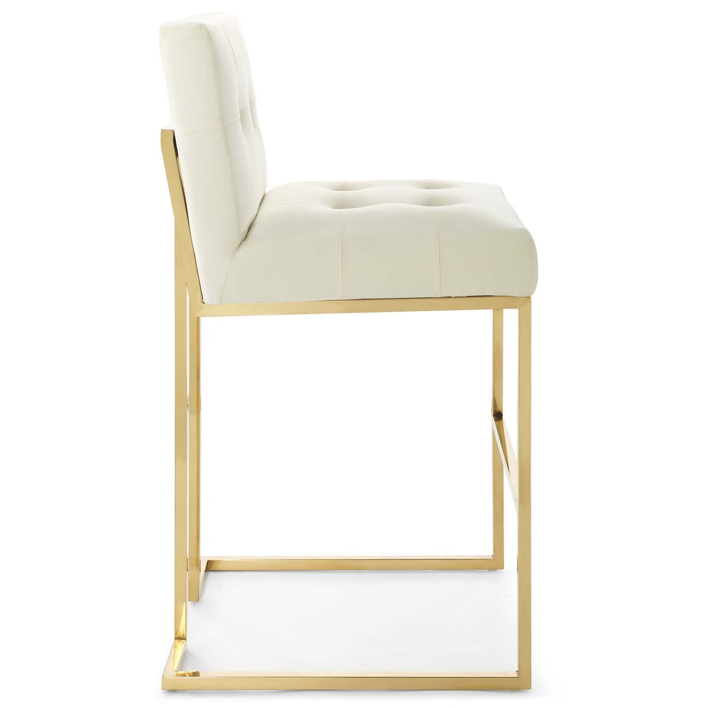 Privy Gold Stainless Steel Performance Velvet Bar Stool Gold Ivory EEI-3856-GLD-IVO