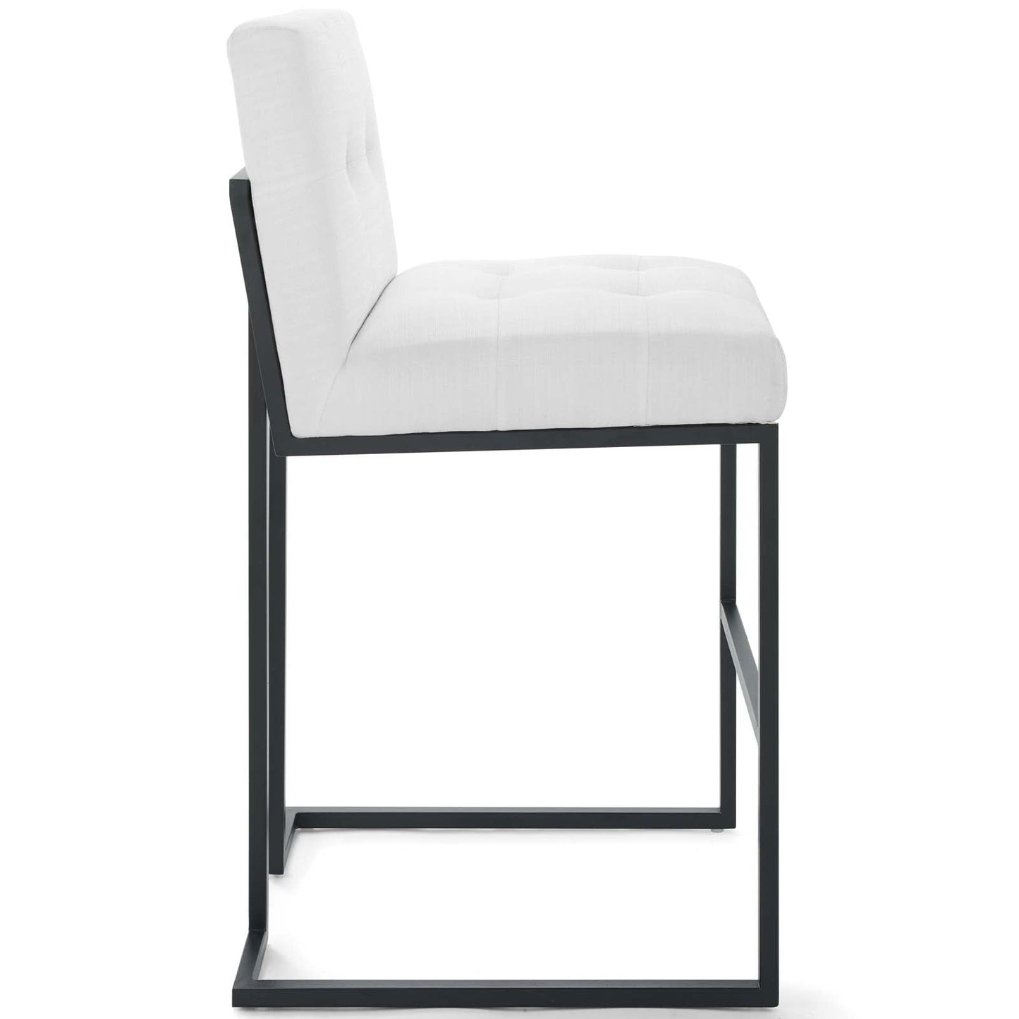 Privy Black Stainless Steel Upholstered Fabric Bar Stool Black White EEI-3857-BLK-WHI