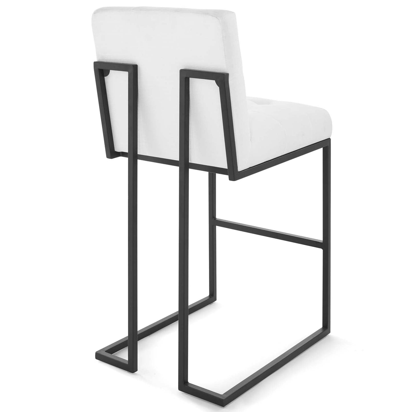 Privy Black Stainless Steel Upholstered Fabric Bar Stool Black White EEI-3857-BLK-WHI