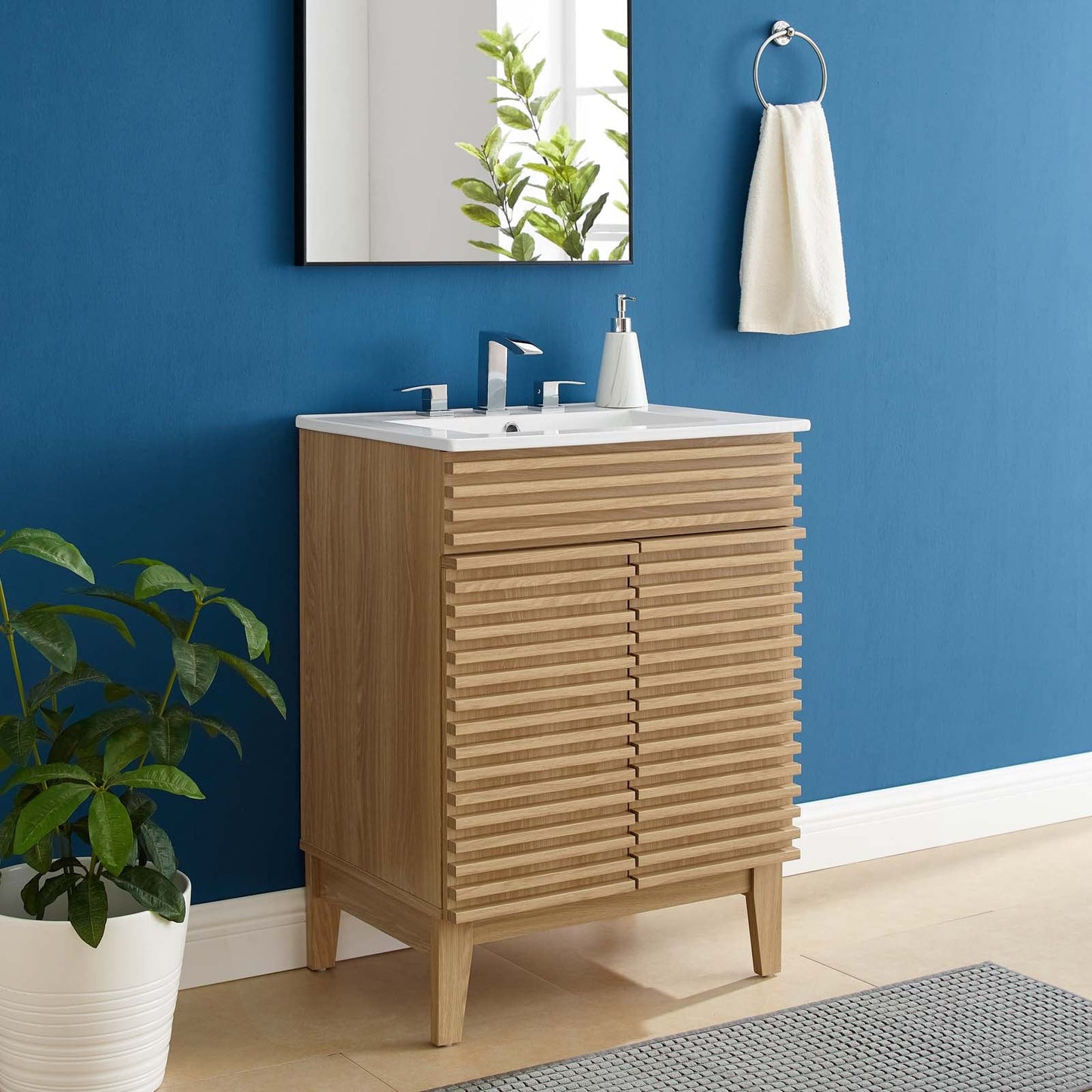 Render Bathroom Vanity Oak White EEI-3860-OAK-WHI