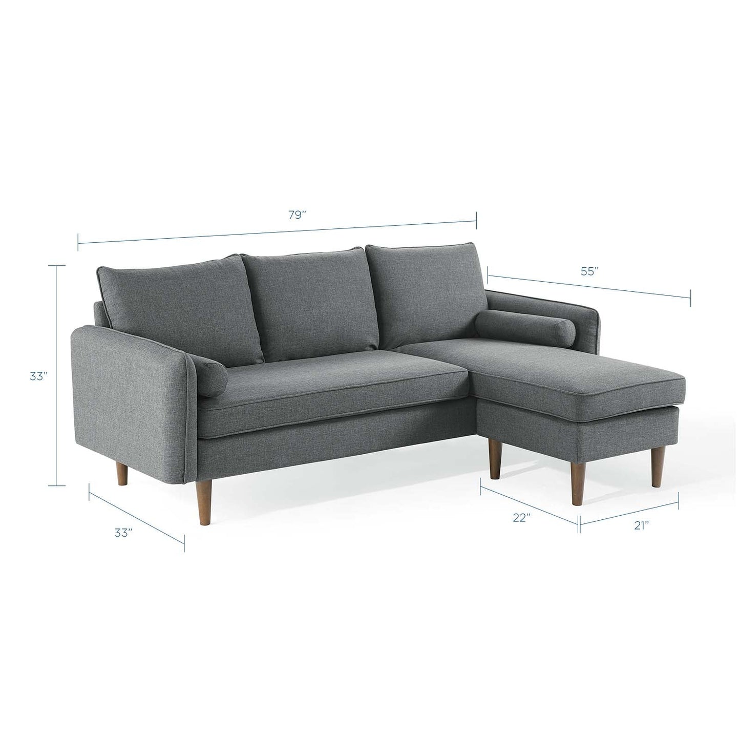 Revive Upholstered Right or Left Sectional Sofa Gray EEI-3867-GRY