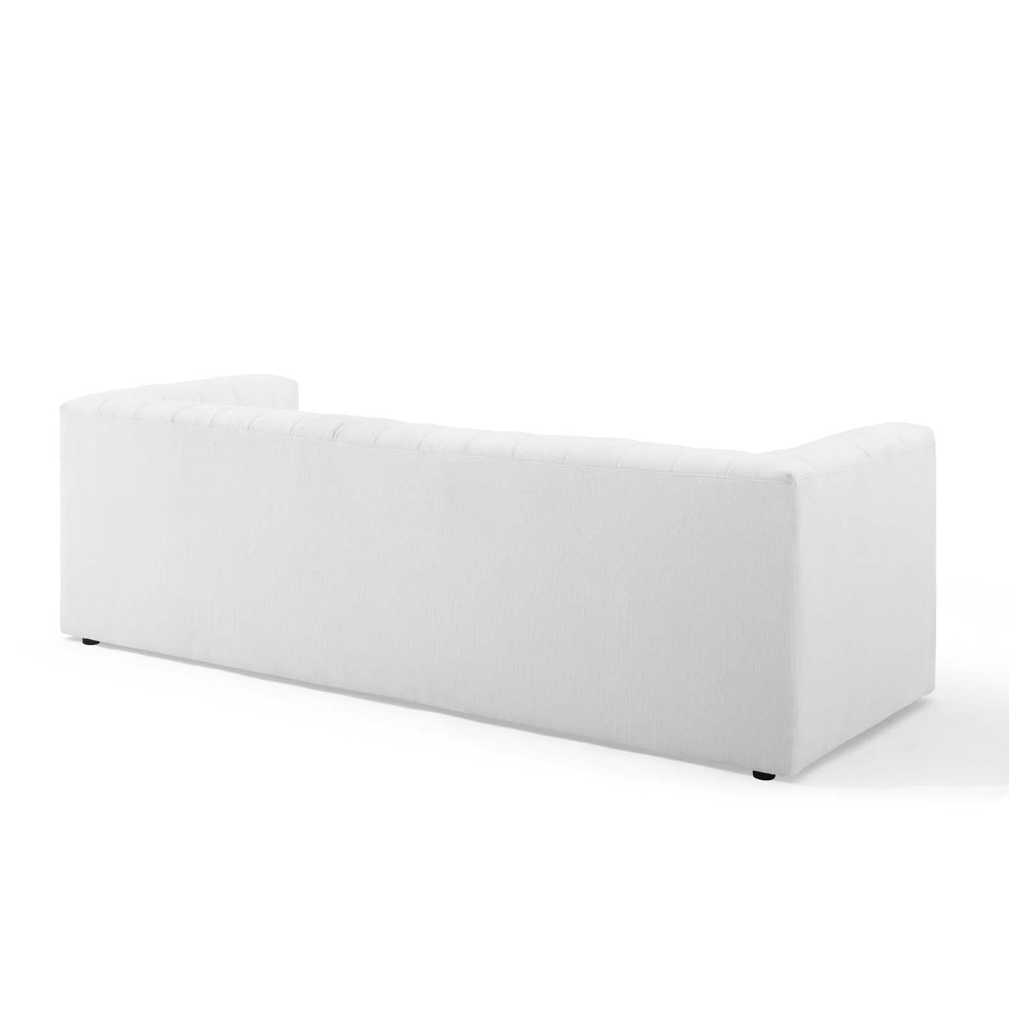 Reflection Channel Tufted Upholstered Fabric Sofa White EEI-3881-WHI