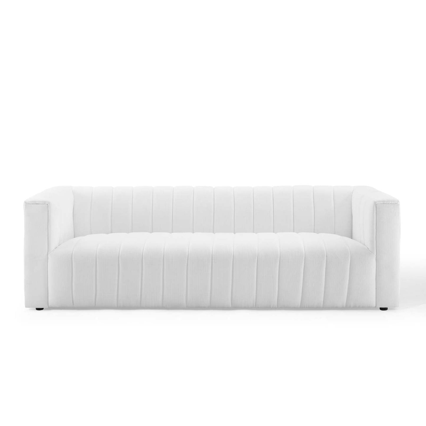 Reflection Channel Tufted Upholstered Fabric Sofa White EEI-3881-WHI