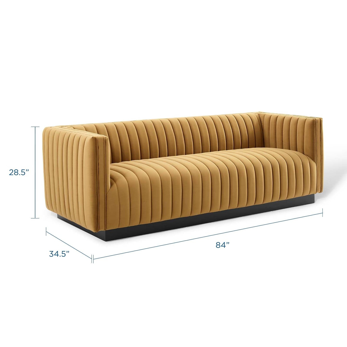 Conjure Channel Tufted Velvet Sofa Cognac EEI-3885-COG