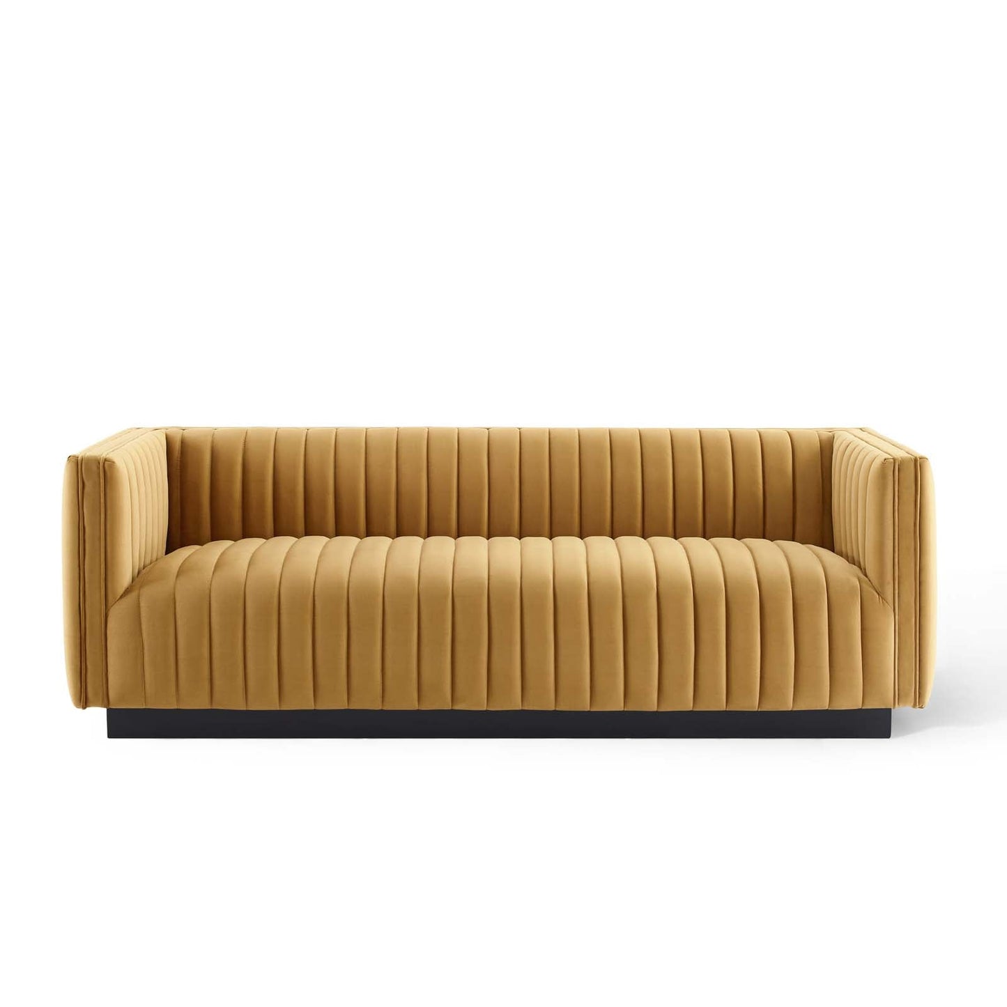 Conjure Channel Tufted Velvet Sofa Cognac EEI-3885-COG