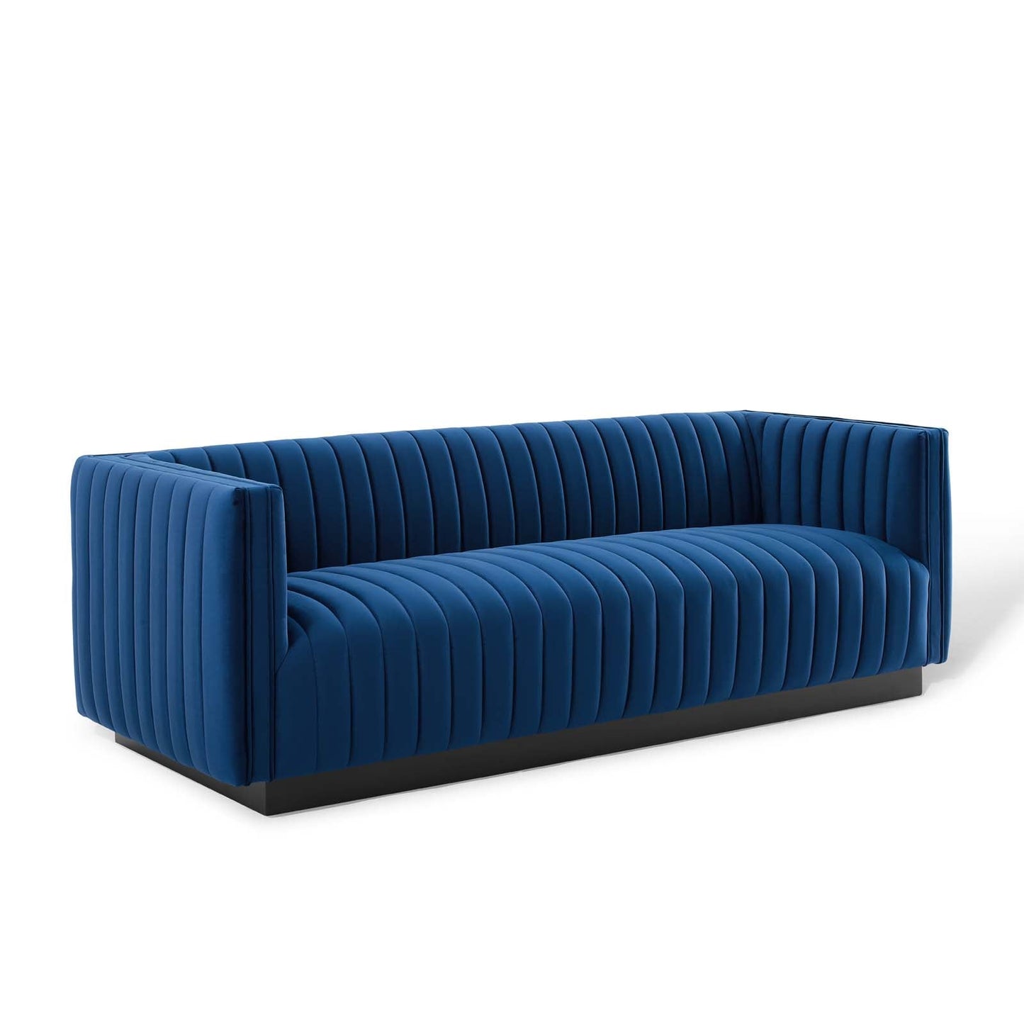 Conjure Channel Tufted Velvet Sofa Navy EEI-3885-NAV