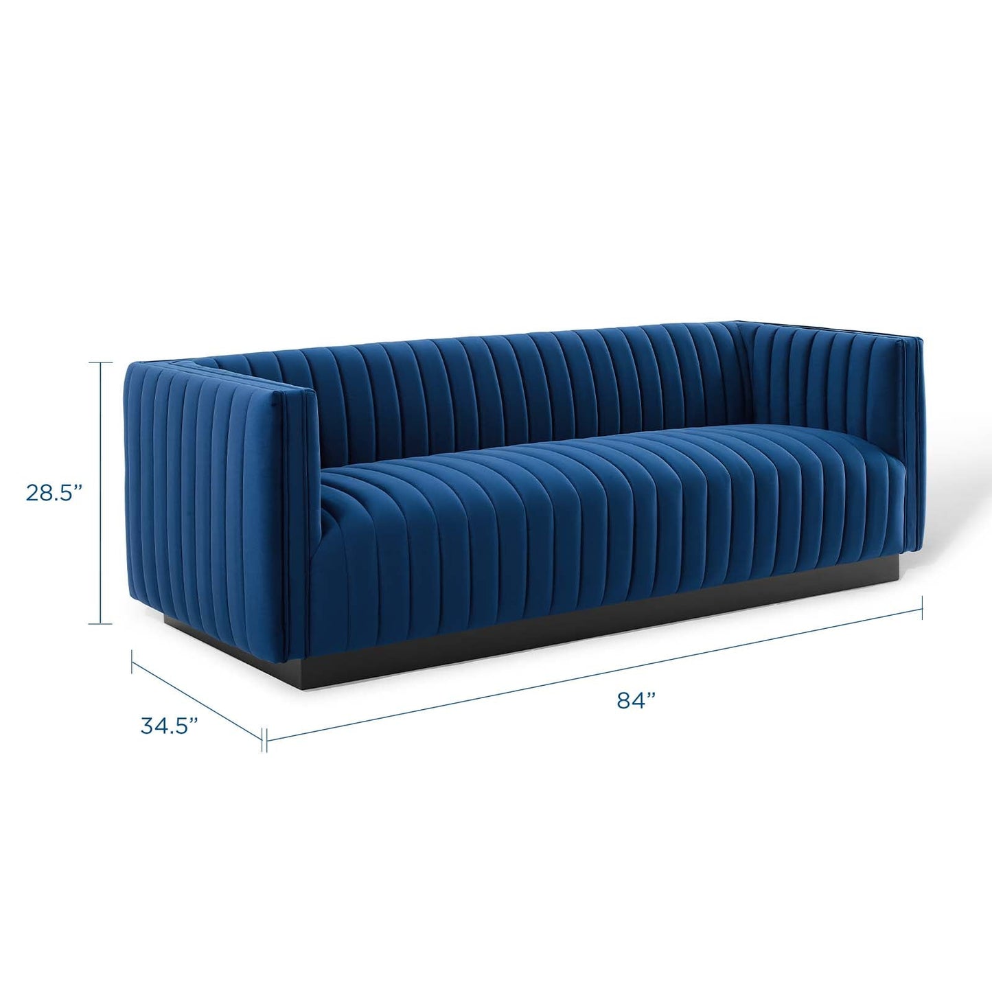 Conjure Channel Tufted Velvet Sofa Navy EEI-3885-NAV