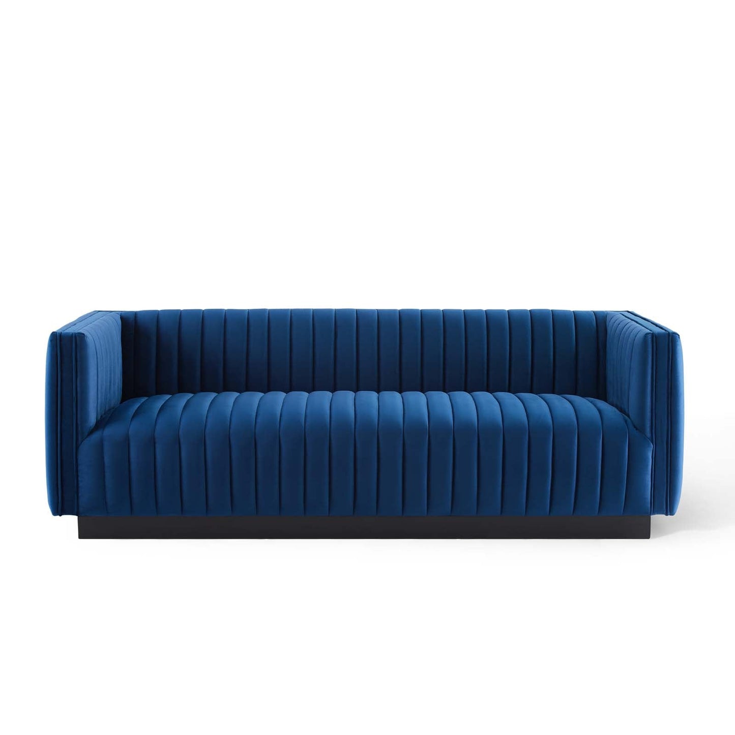 Conjure Channel Tufted Velvet Sofa Navy EEI-3885-NAV