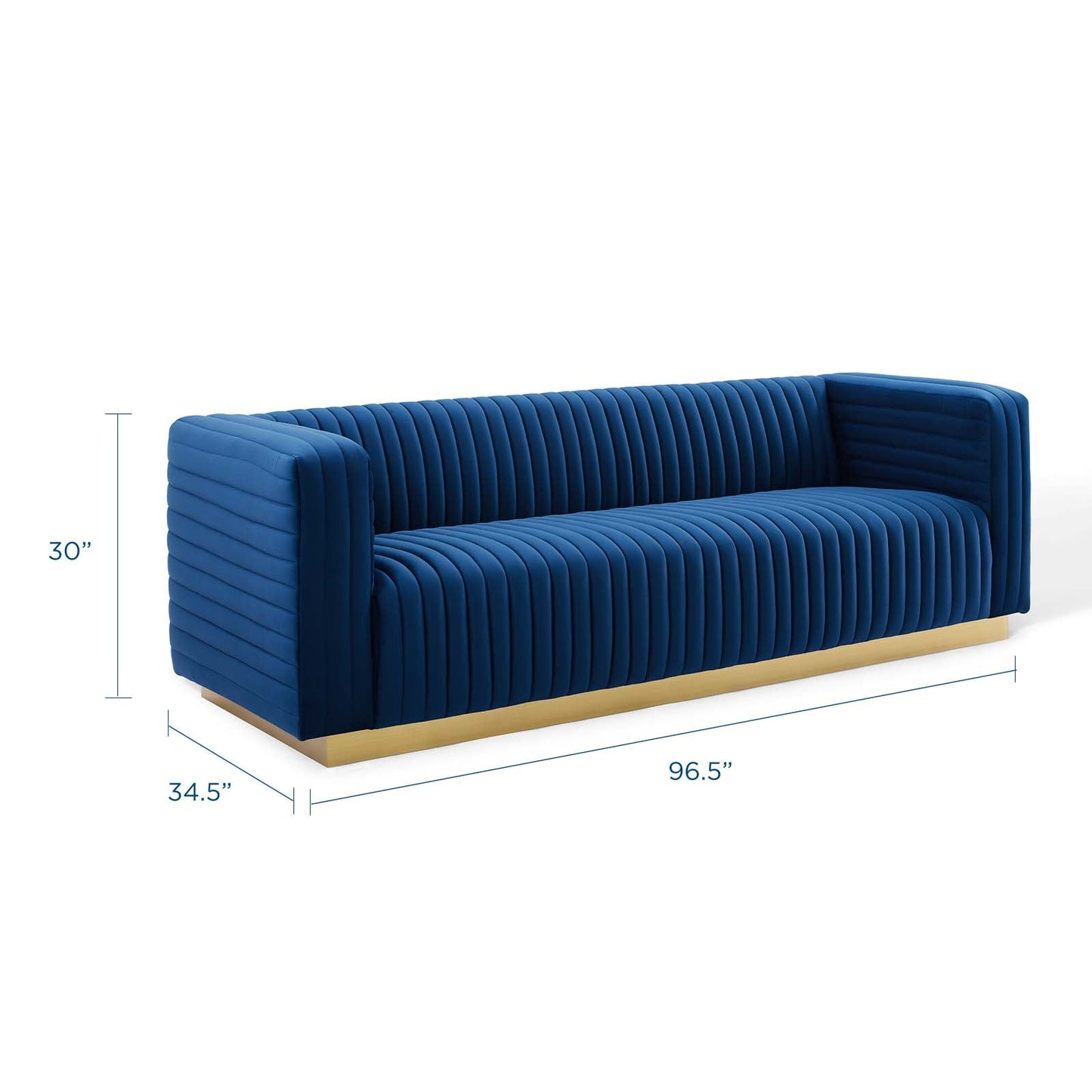 Charisma Channel Tufted Performance Velvet Living Room Sofa Navy EEI-3886-NAV