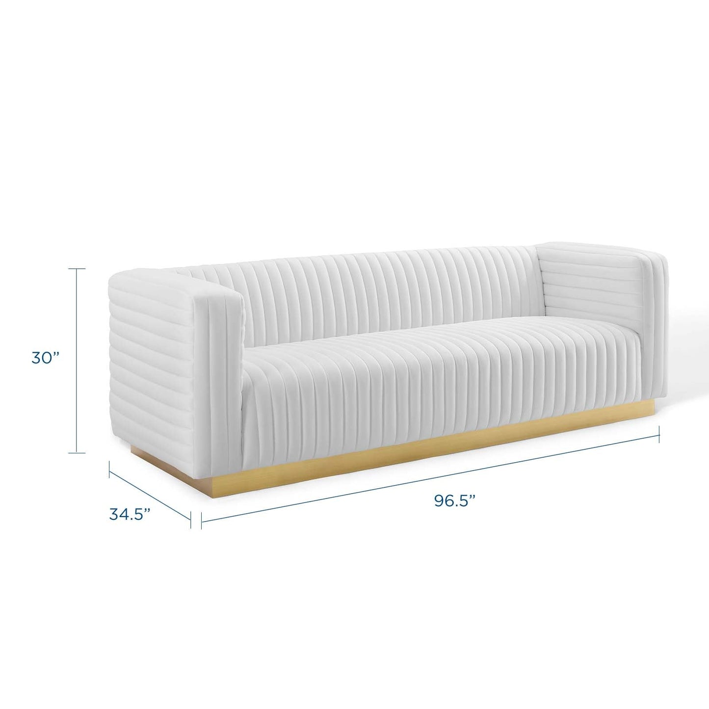 Charisma Channel Tufted Performance Velvet Living Room Sofa White EEI-3886-WHI