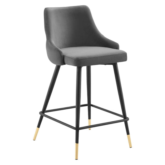 Adorn Performance Velvet Counter Stool Gray EEI-3908-GRY