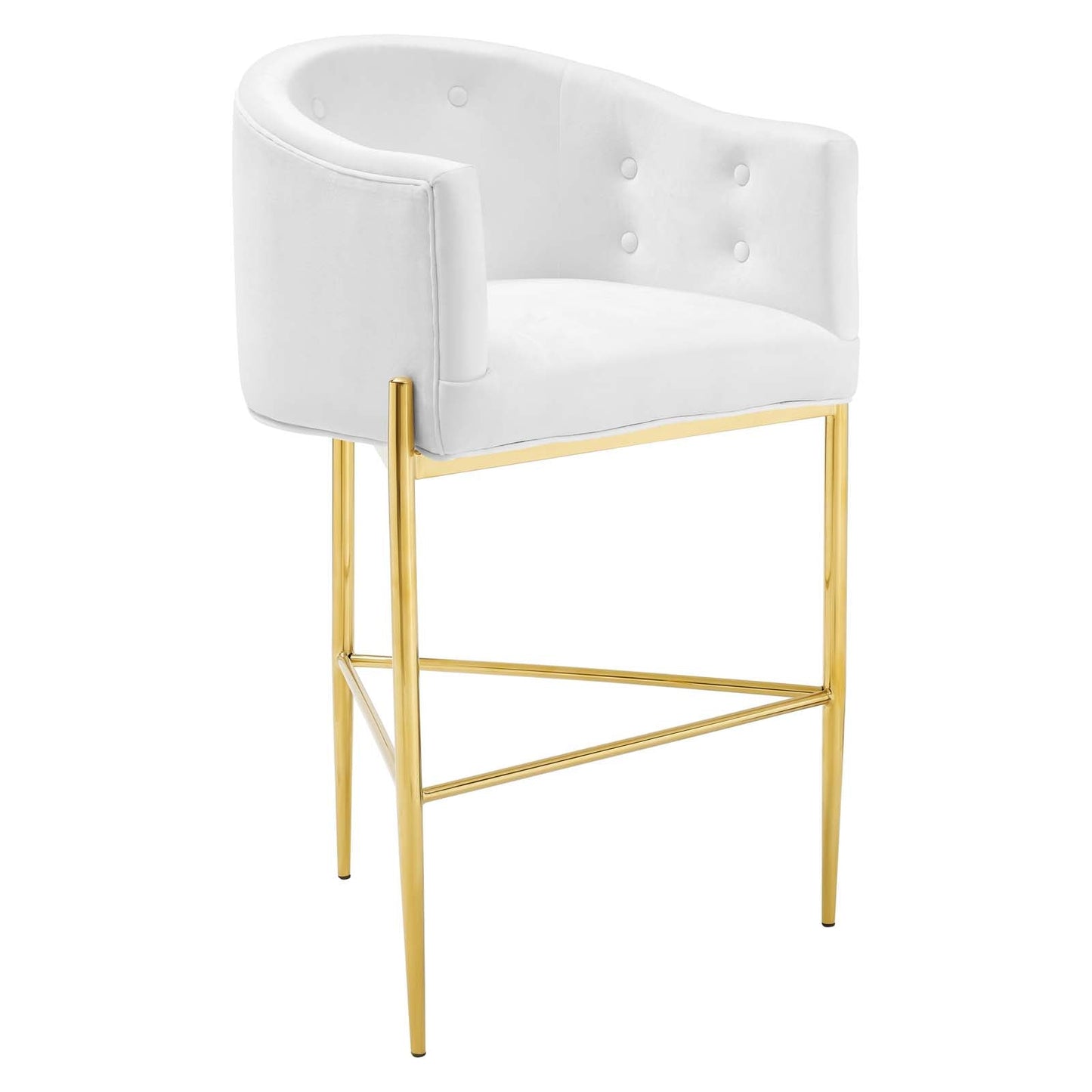 Savour Tufted Performance Velvet Bar Stool White EEI-3911-WHI