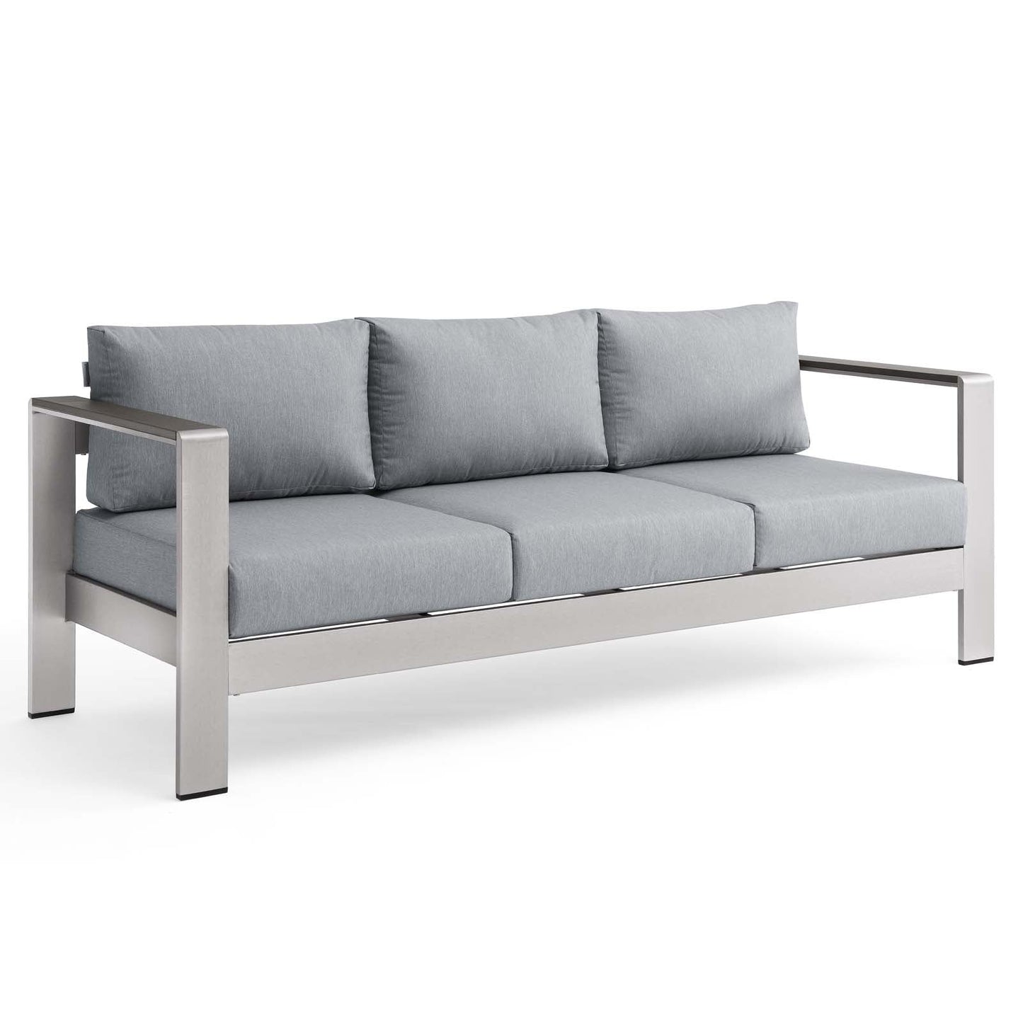 Shore Outdoor Patio Aluminum Sofa Silver Gray EEI-3917-SLV-GRY