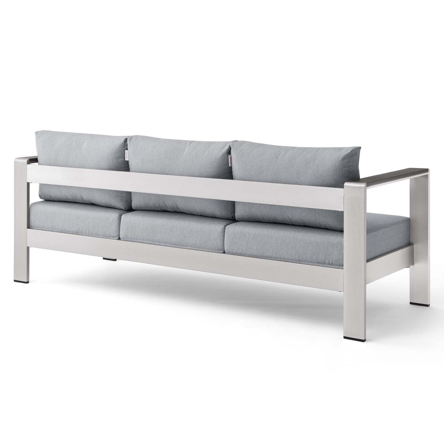 Shore Outdoor Patio Aluminum Sofa Silver Gray EEI-3917-SLV-GRY