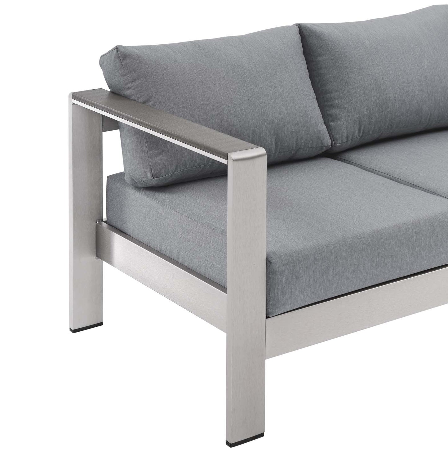 Shore Outdoor Patio Aluminum Sofa Silver Gray EEI-3917-SLV-GRY