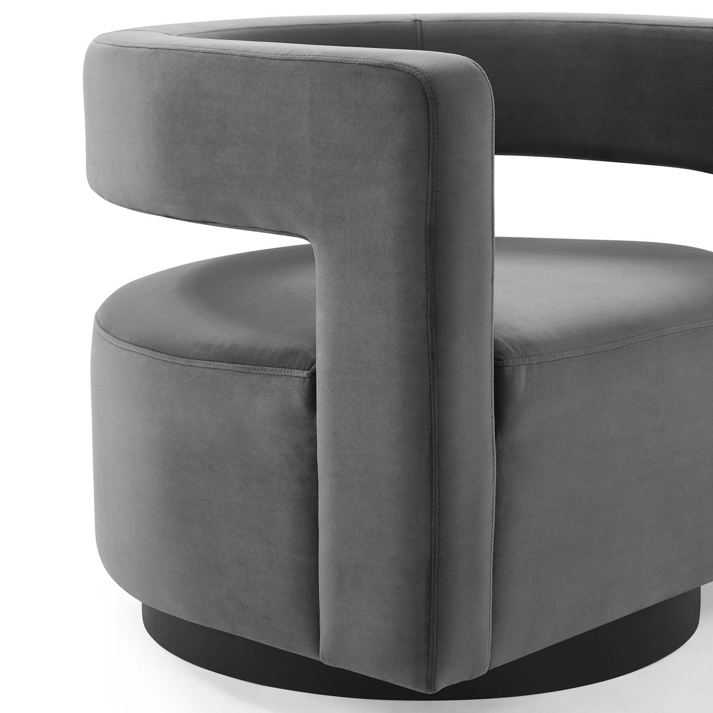 Spin Cutaway Performance Velvet Swivel Armchair Gray EEI-3947-GRY