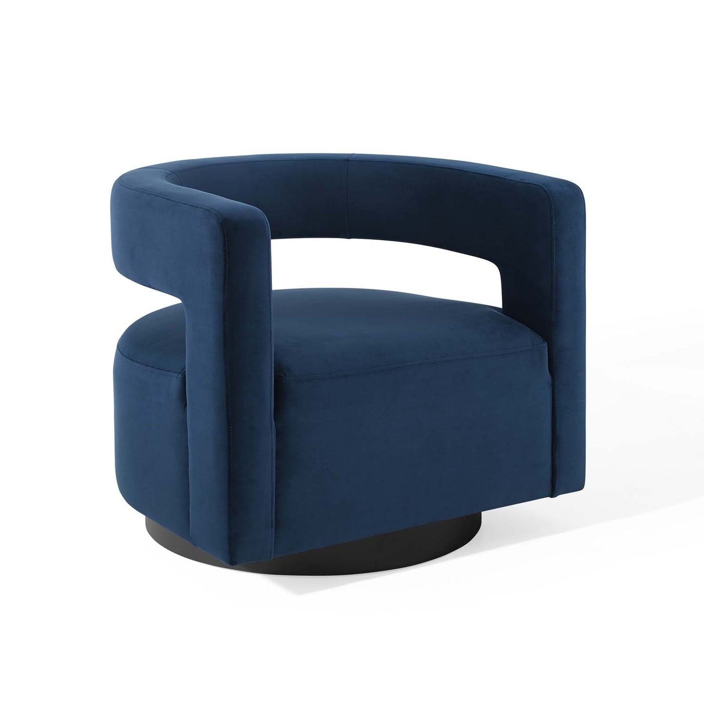 Spin Cutaway Performance Velvet Swivel Armchair Midnight Blue EEI-3947-MID