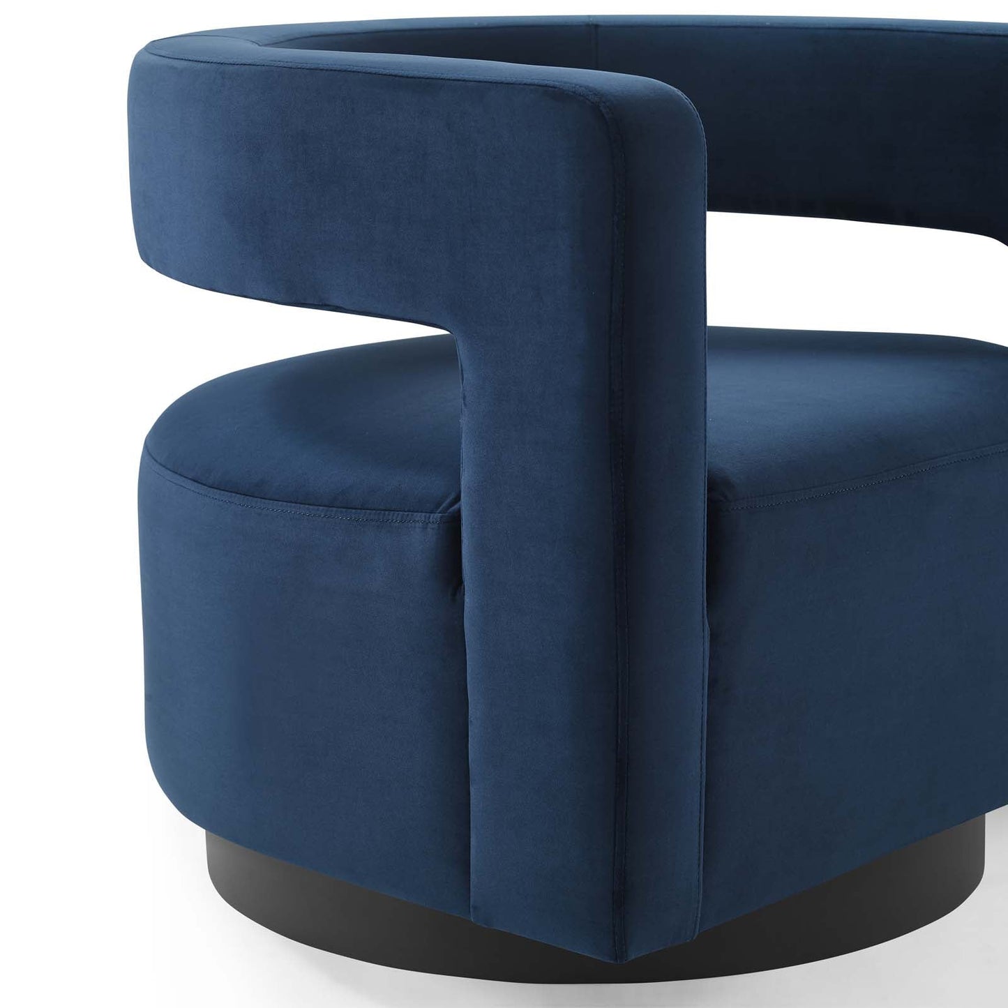 Spin Cutaway Performance Velvet Swivel Armchair Midnight Blue EEI-3947-MID