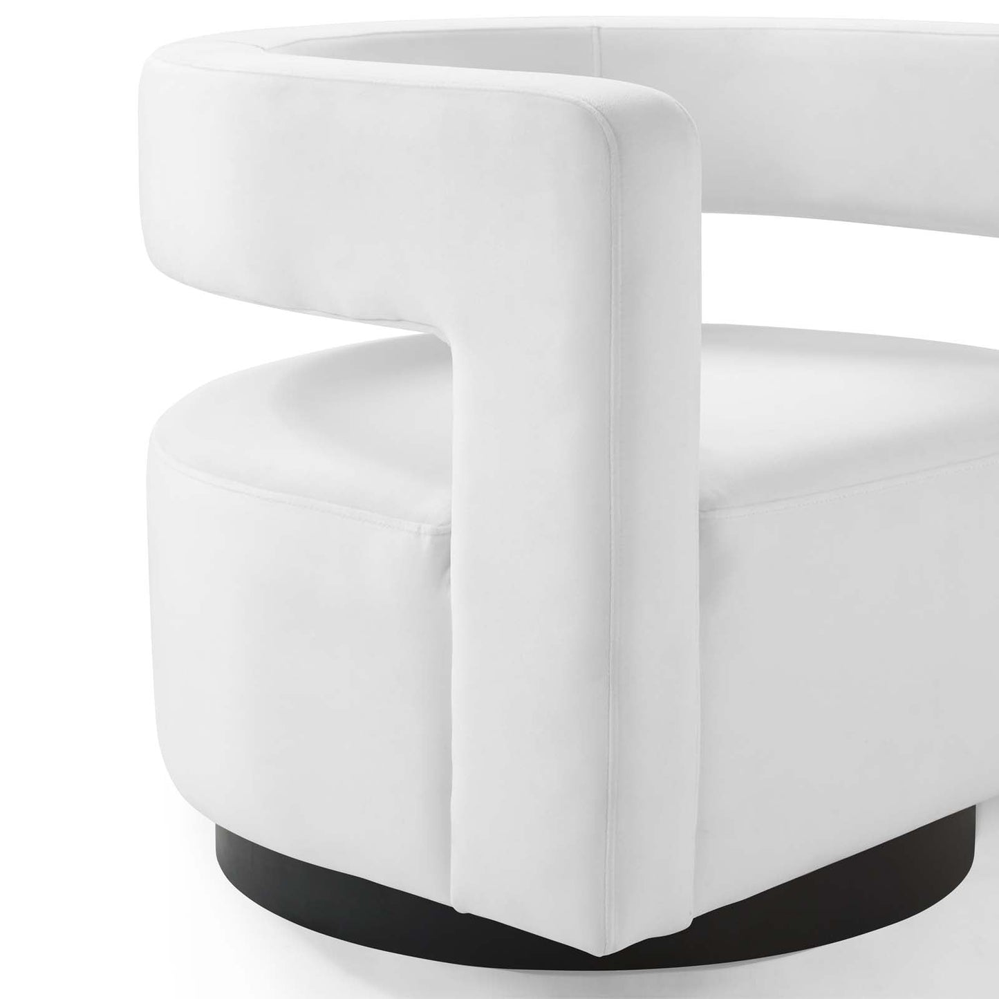 Spin Cutaway Performance Velvet Swivel Armchair White EEI-3947-WHI