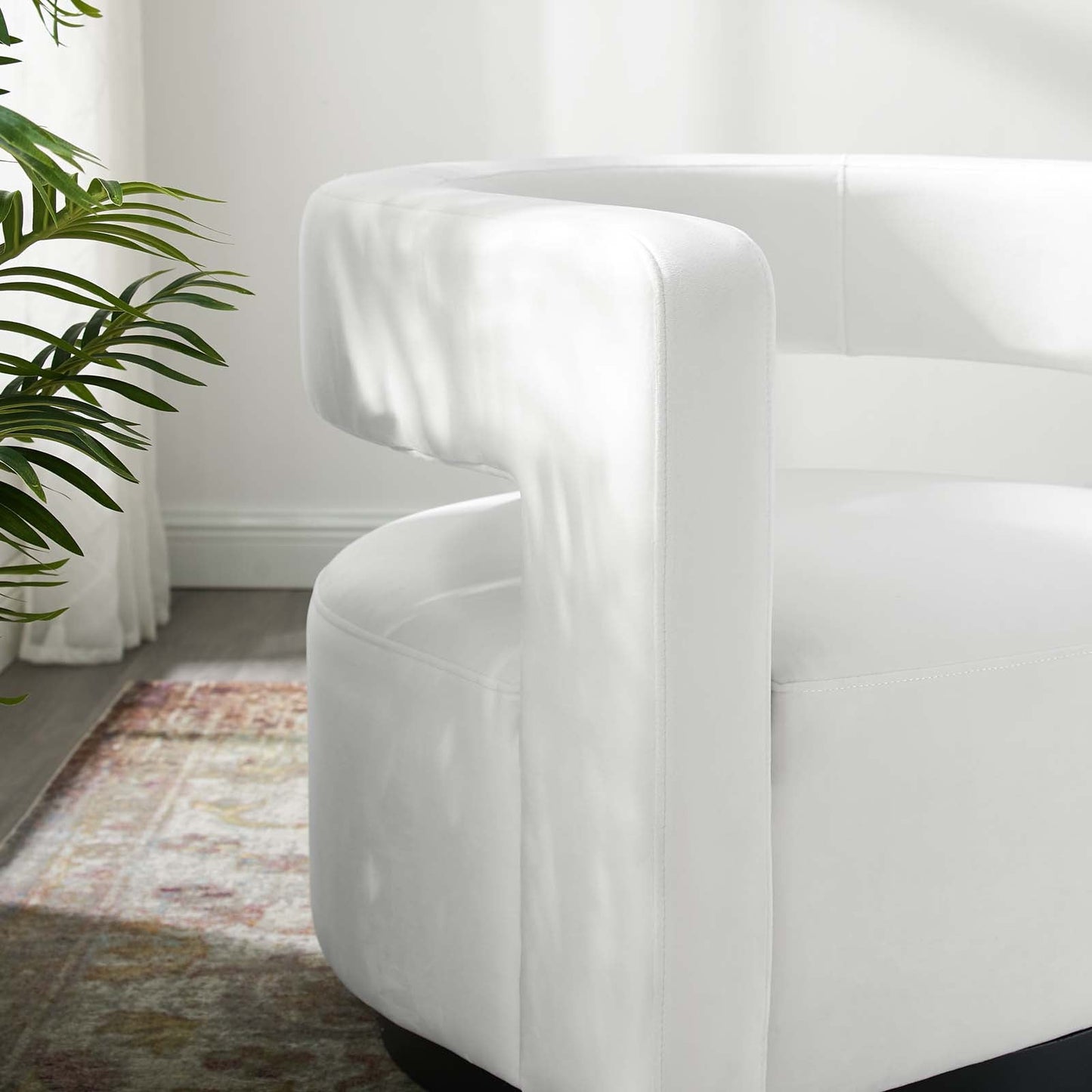 Spin Cutaway Performance Velvet Swivel Armchair White EEI-3947-WHI