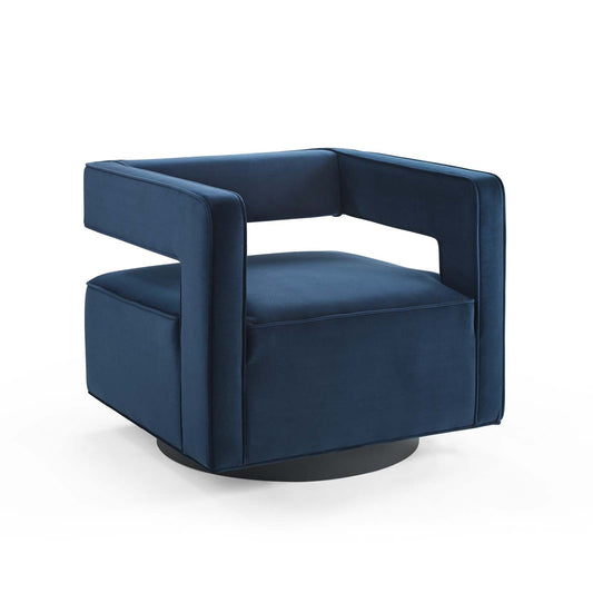 Booth Performance Velvet  Performance Velvet Swivel Armchair Midnight Blue EEI-3948-MID