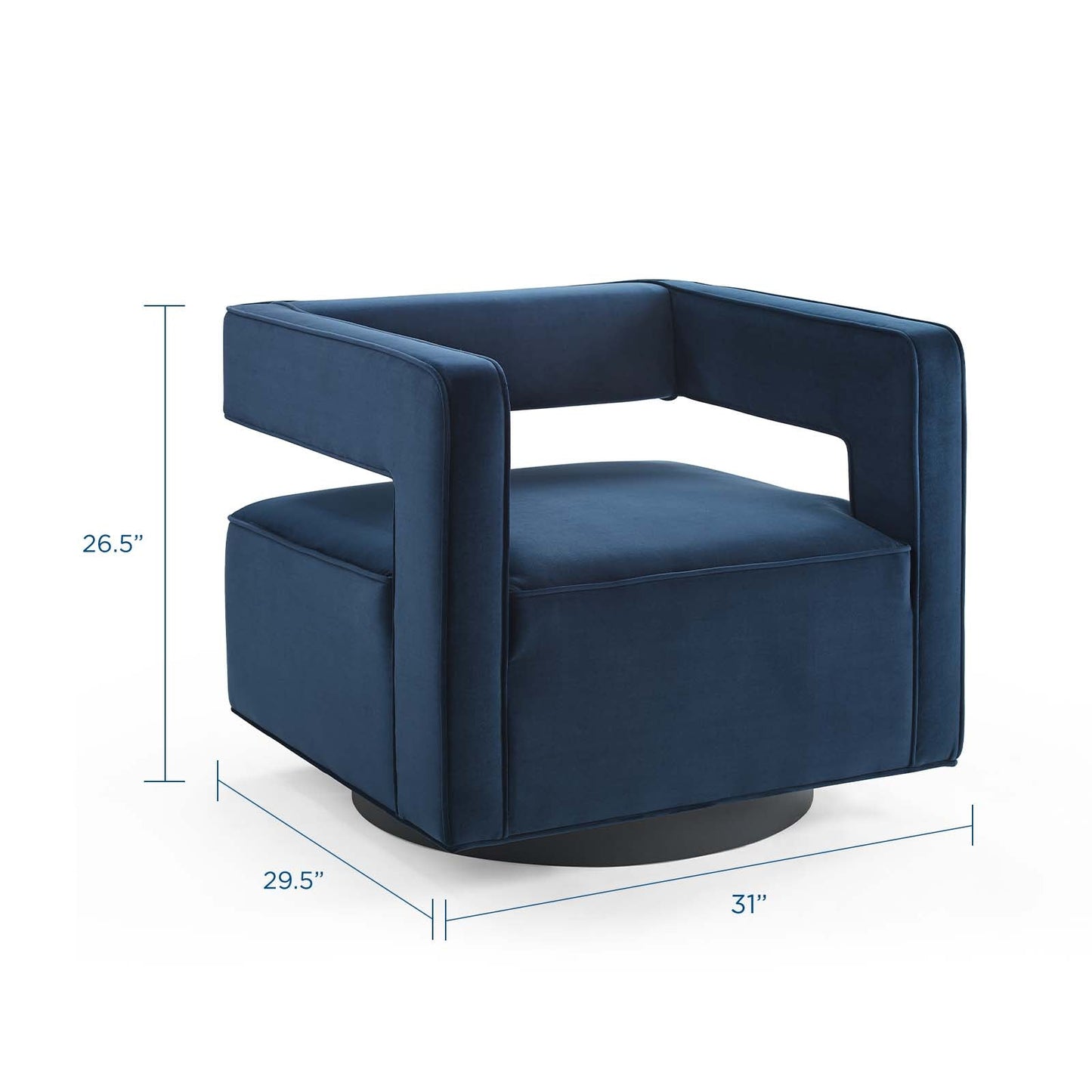 Booth Performance Velvet  Performance Velvet Swivel Armchair Midnight Blue EEI-3948-MID