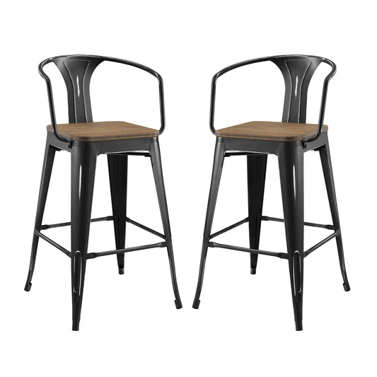 Promenade Bar Stool Set of 2 Black EEI-3954-BLK