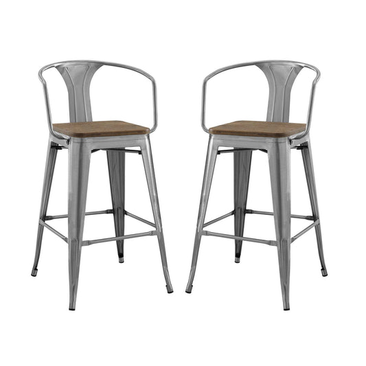 Promenade Bar Stool Set of 2 Gunmetal EEI-3954-GME