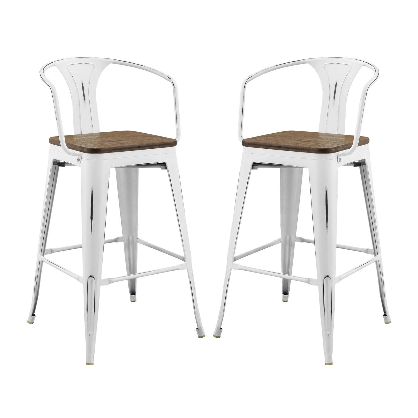 Promenade Bar Stool Set of 2 White EEI-3954-WHI