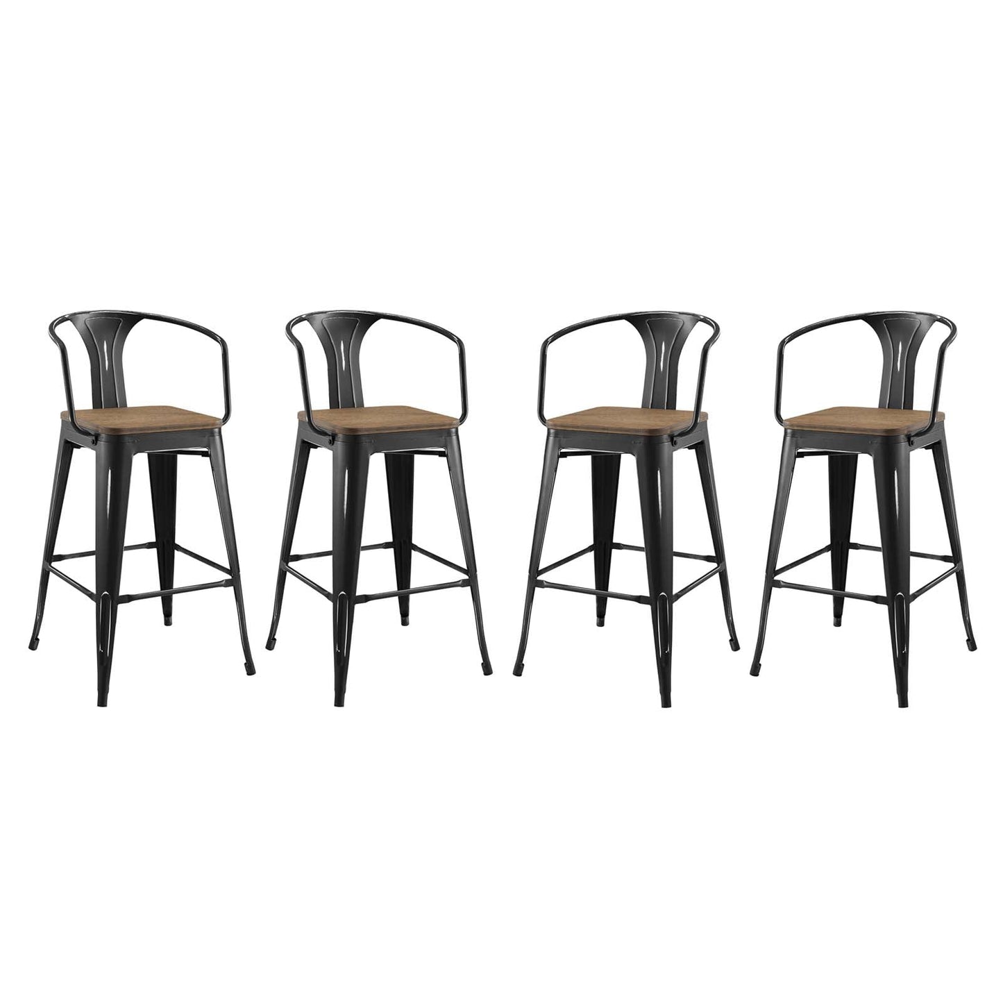 Promenade Bar Stool Set of 4 Black EEI-3955-BLK