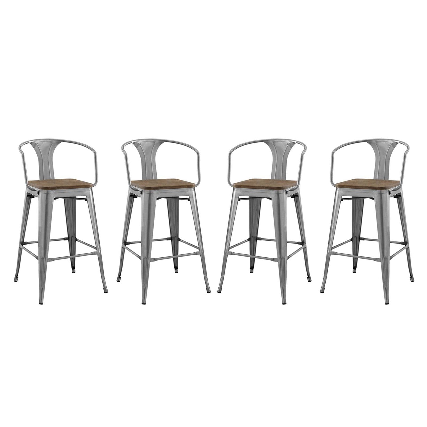 Promenade Bar Stool Set of 4 Gunmetal EEI-3955-GME