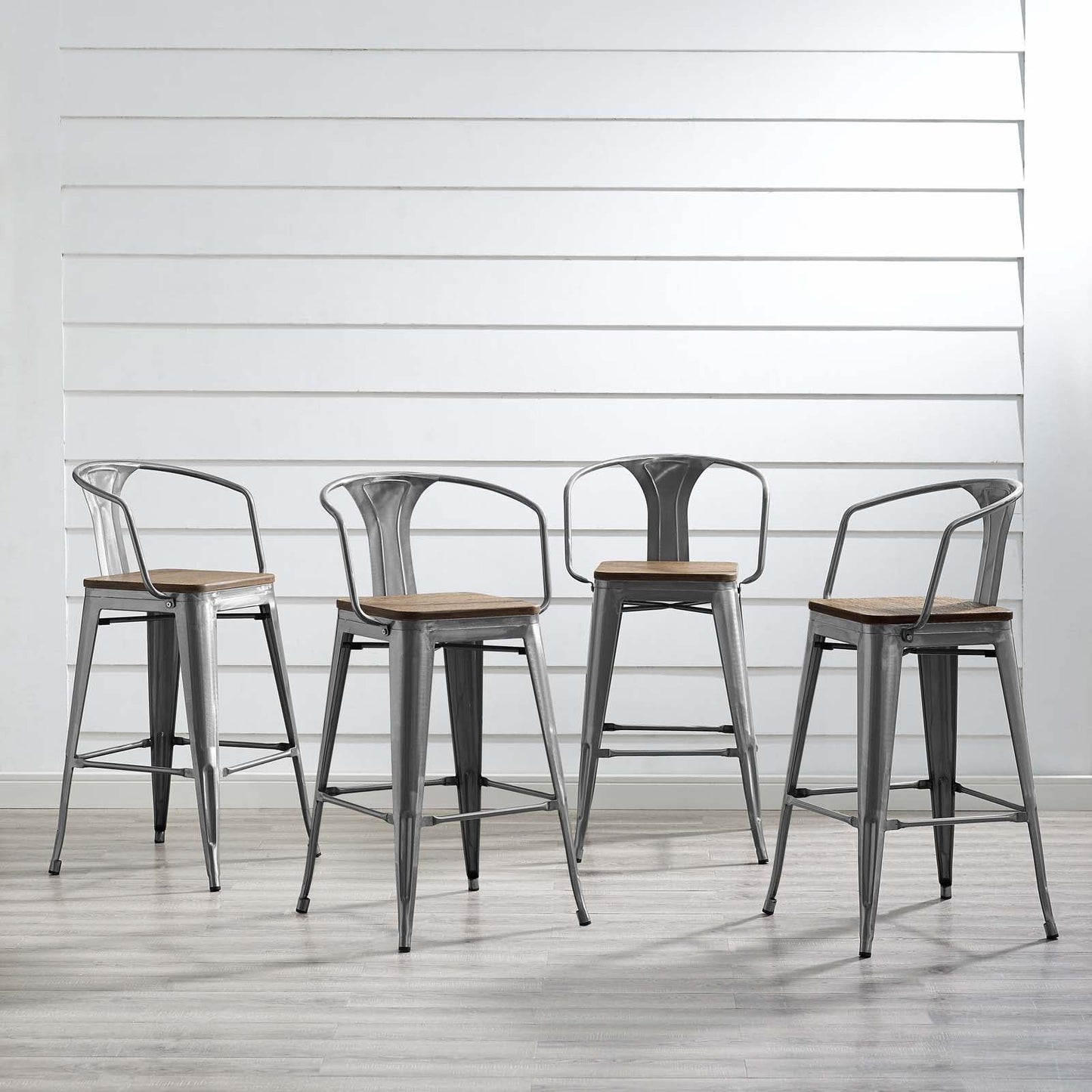 Promenade Bar Stool Set of 4 Gunmetal EEI-3955-GME