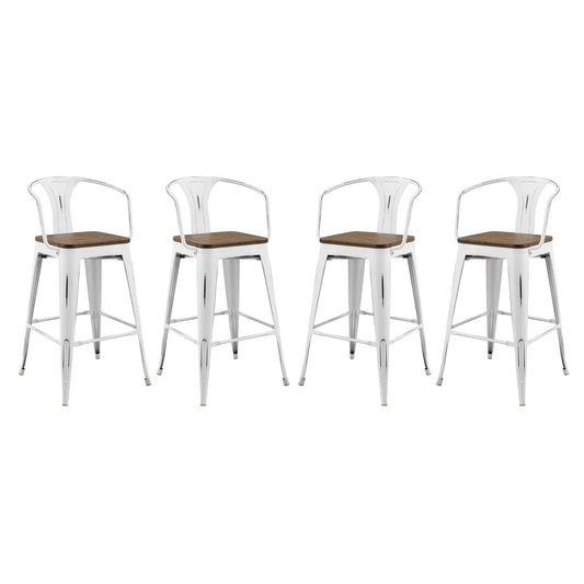 Promenade Bar Stool Set of 4 White EEI-3955-WHI