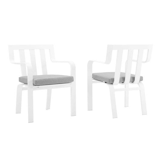 Baxley Outdoor Patio Aluminum Armchair Set of 2 White Gray EEI-3961-WHI-GRY