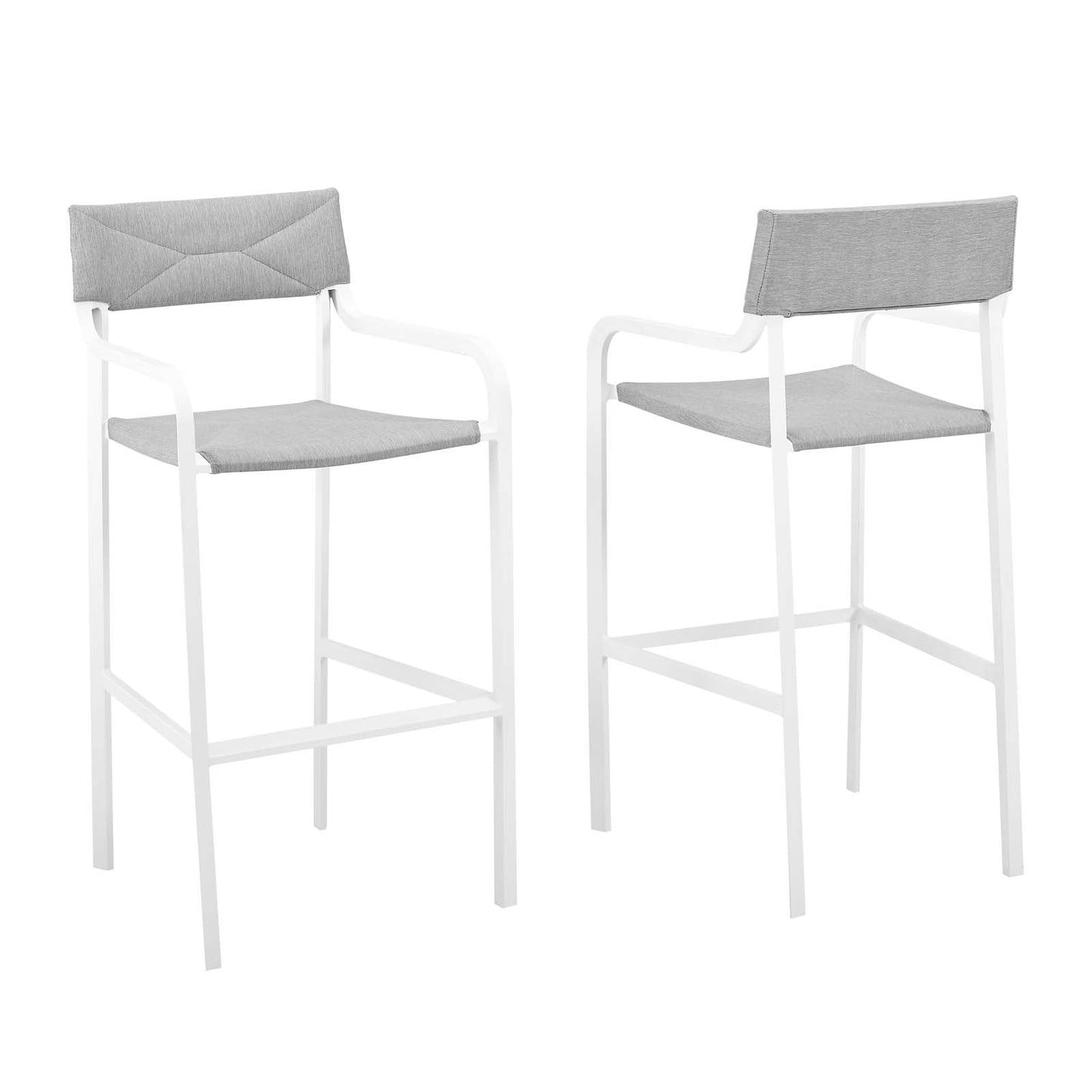 Raleigh Outdoor Patio Aluminum Bar Stool Set of 2 White Gray EEI-3963-WHI-GRY