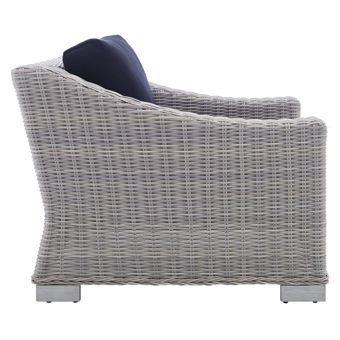 Conway Sunbrella® Outdoor Patio Wicker Rattan Armchair Light Gray Navy EEI-3972-LGR-NAV