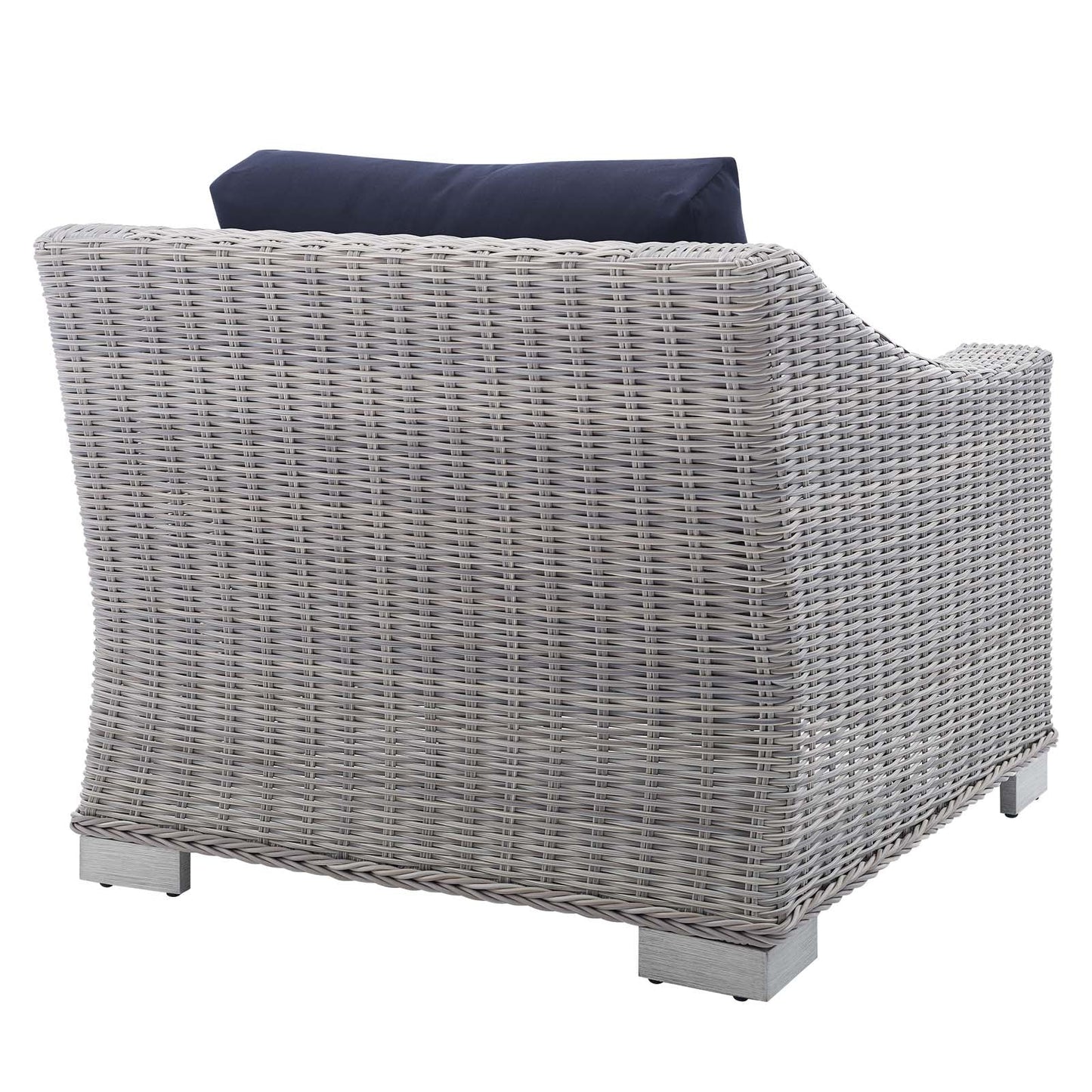 Conway Sunbrella® Outdoor Patio Wicker Rattan Armchair Light Gray Navy EEI-3972-LGR-NAV