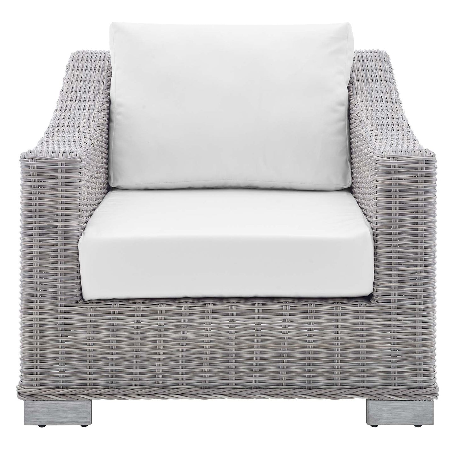 Conway Sunbrella® Outdoor Patio Wicker Rattan Armchair Light Gray White EEI-3972-LGR-WHI