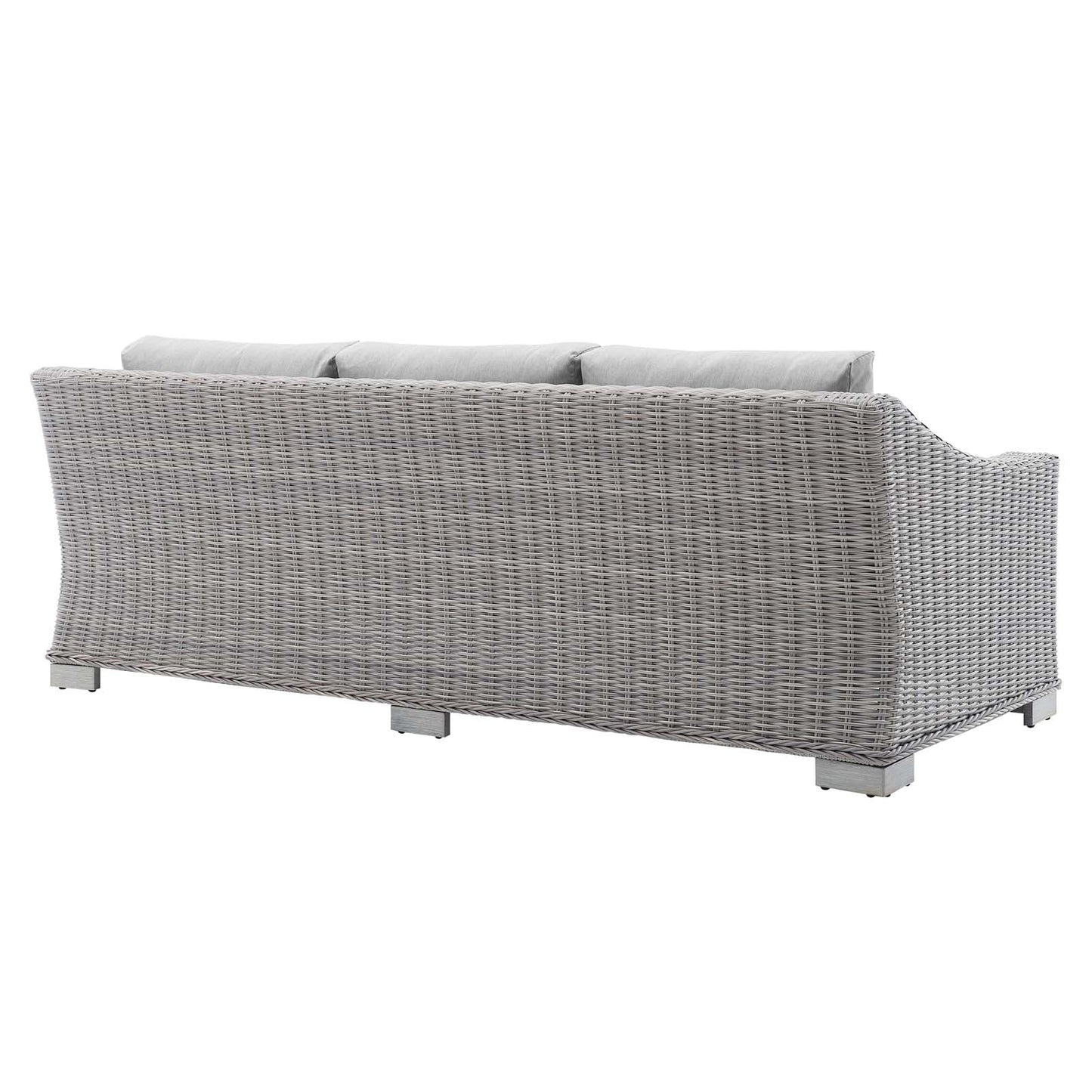 Conway Sunbrella® Outdoor Patio Wicker Rattan Sofa Light Gray Gray EEI-3974-LGR-GRY