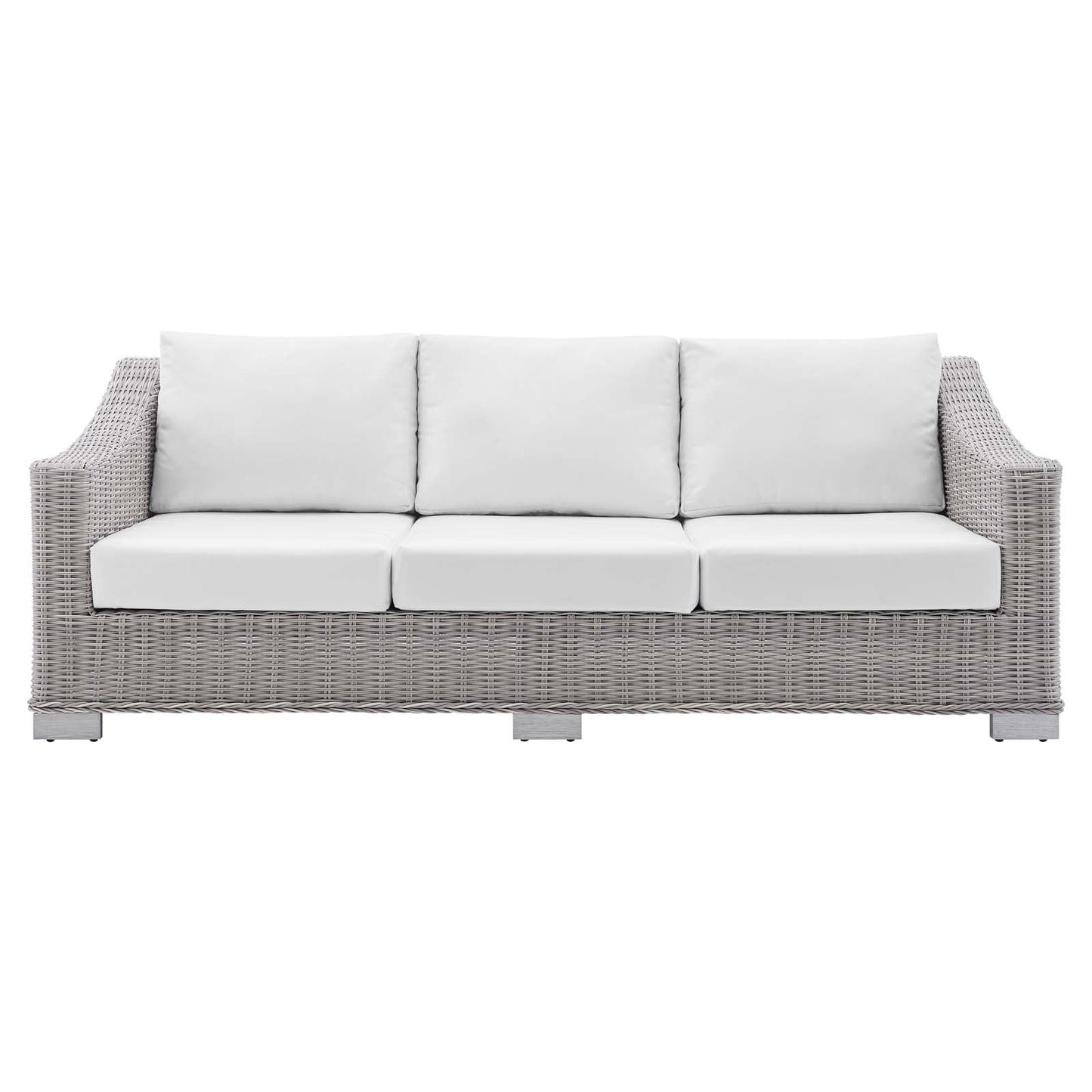 Conway Sunbrella® Outdoor Patio Wicker Rattan Sofa Light Gray White EEI-3974-LGR-WHI