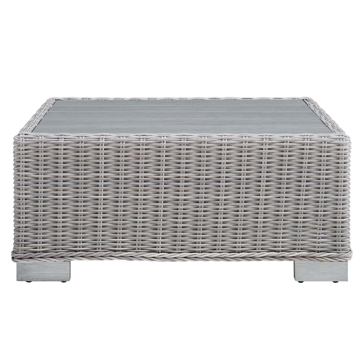 Conway 32" Outdoor Patio Wicker Rattan Coffee Table Light Gray EEI-3981-LGR