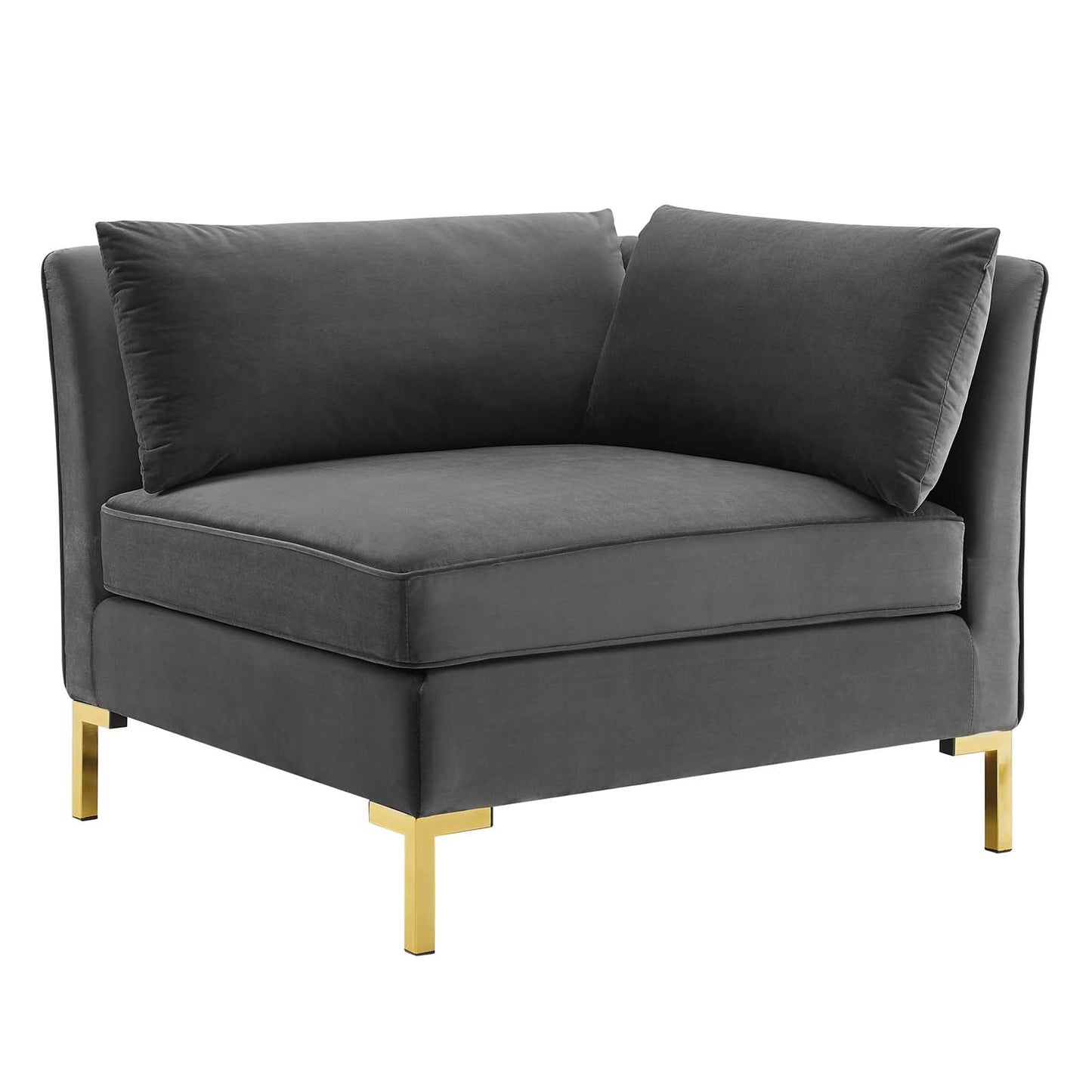 Ardent Performance Velvet Sectional Sofa Corner Chair Gray EEI-3985-GRY